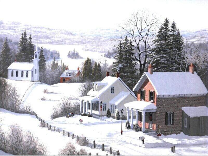 Snow-covered Village — White, Peaceful