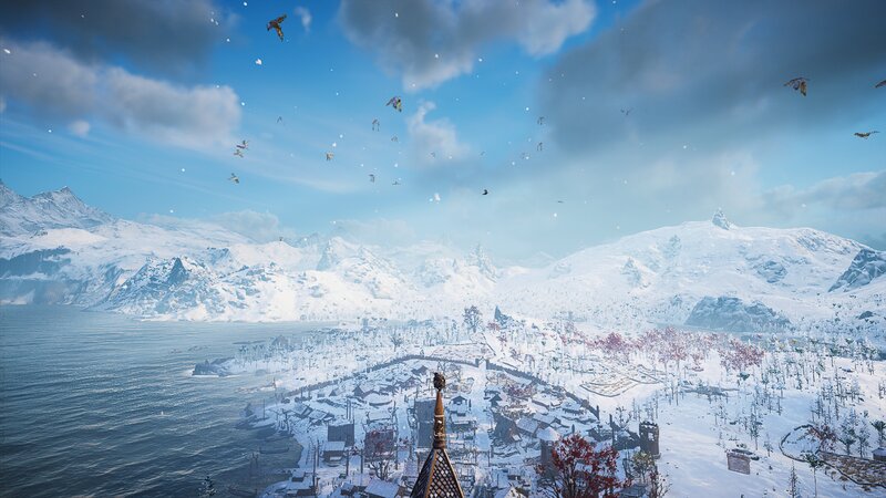 Snow-covered Village — White, Serene, Winter, 3d Render