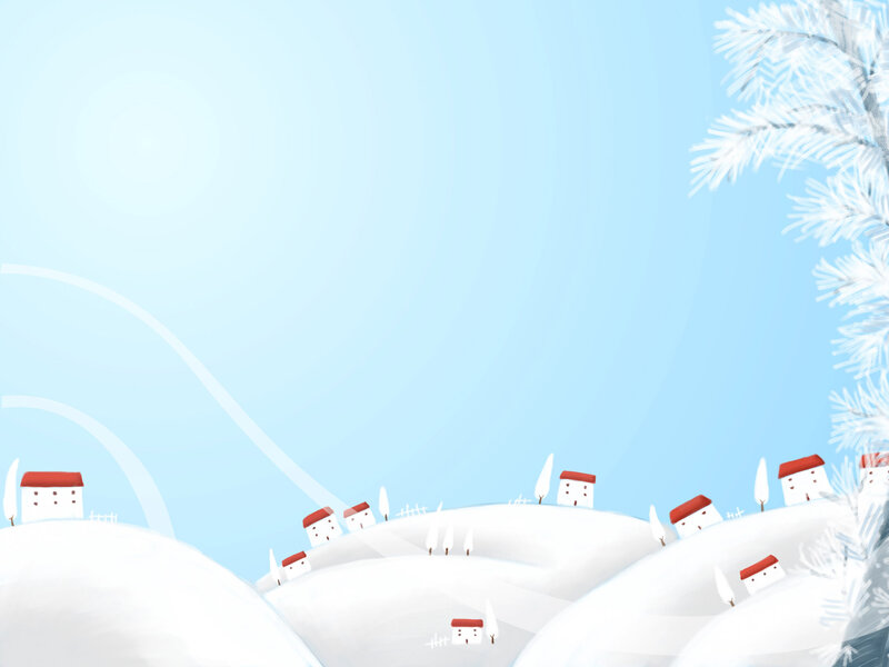 Snow-covered Village — White, Serene, Winter, Illustration, Houses