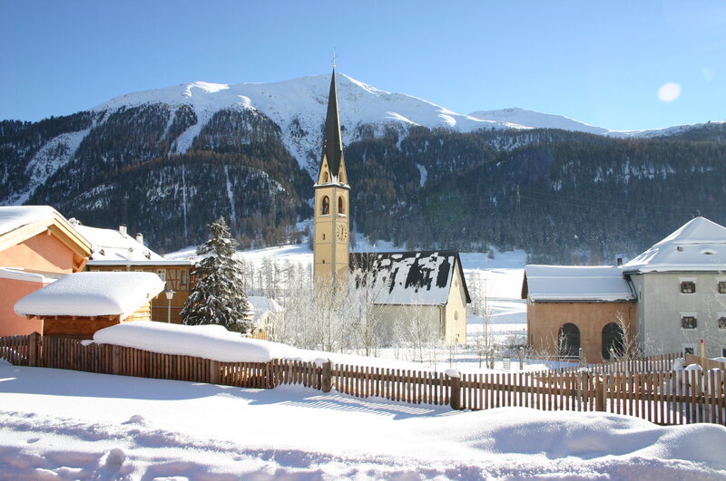 Snow-covered Village — White, Serene, Winter, Photograph, Church