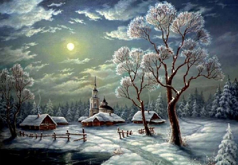 Snow-covered Village — White