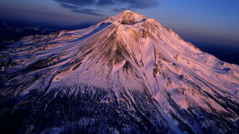 Snow-covered Volcano — Blue, Dramatic