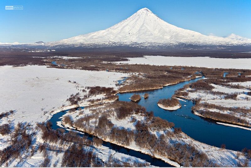 Snow-covered Volcano — Blue, Serene