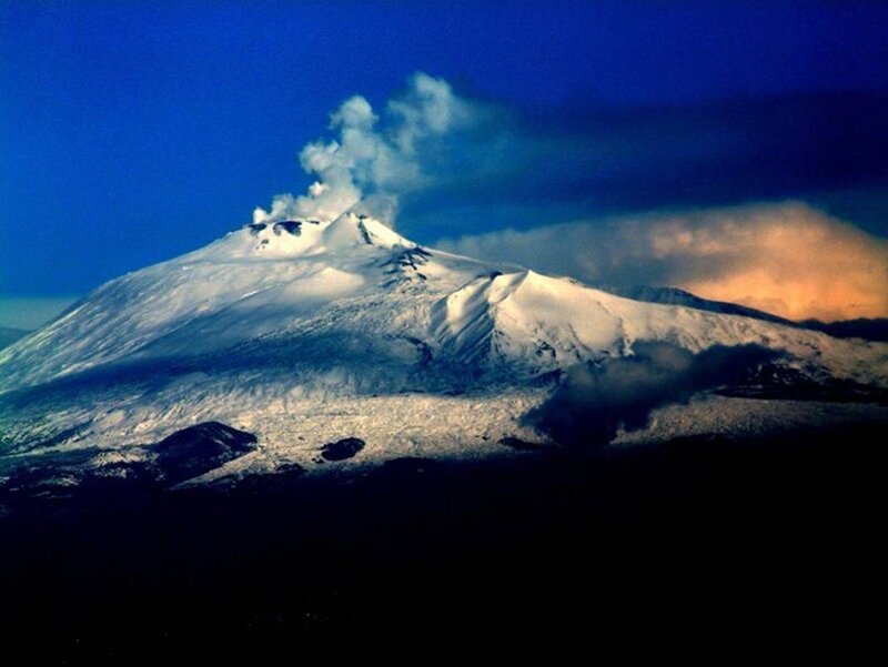 Snow-covered Volcano — Blue