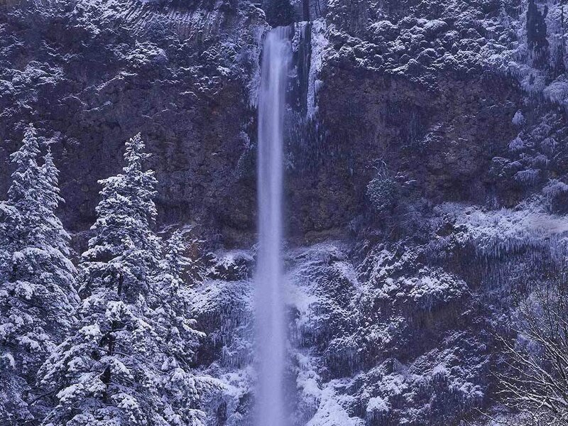 Snow-covered Waterfall — Blue, Cold