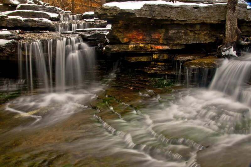 Snow-covered Waterfall — Brown