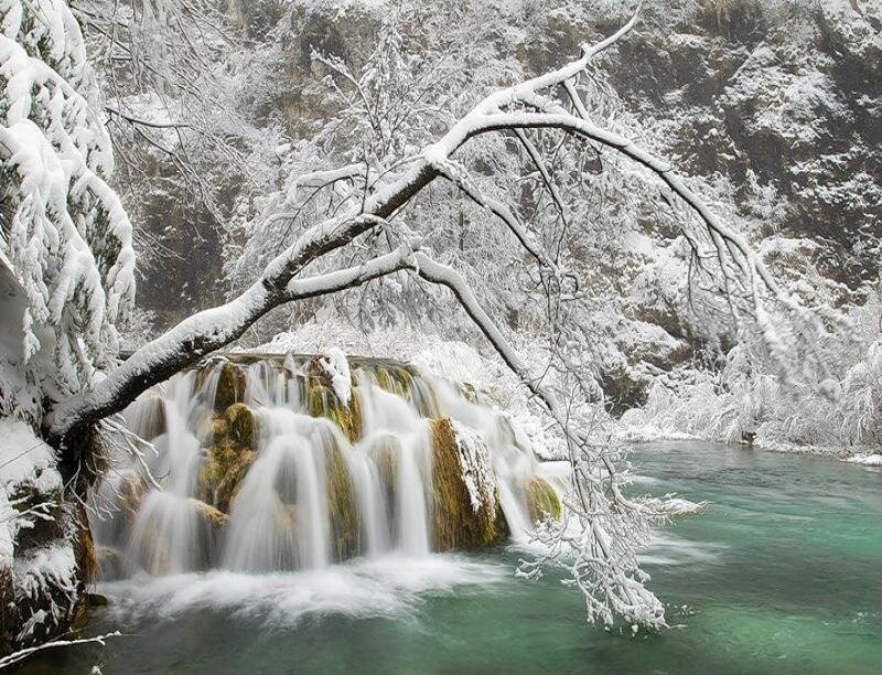 Snow-covered Waterfall
