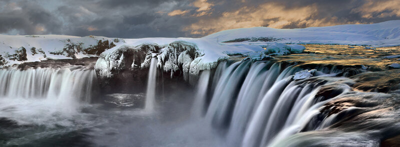 Snow-covered Waterfall — White, Dramatic, Winter, Photograph, Snow