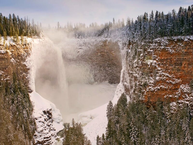 Snow-covered Waterfall — White, Dramatic, Winter
