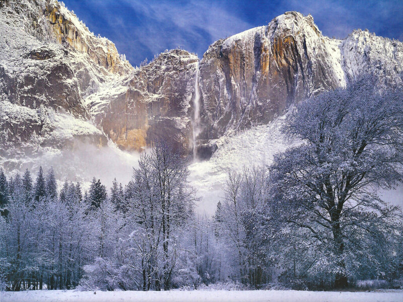 Snow-covered Waterfall — White, Serene