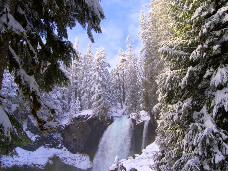 Snow-covered Waterfall — White