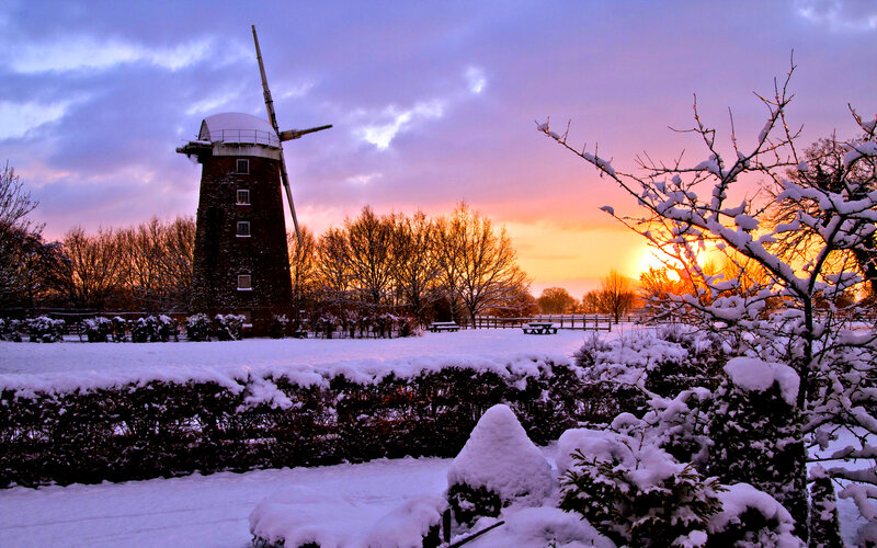 Snow-covered Windmill — Purple