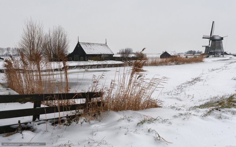 Snow-covered Windmill — White, Cold