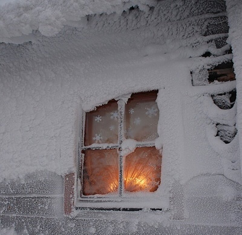 Snow-covered Window — White, Cold
