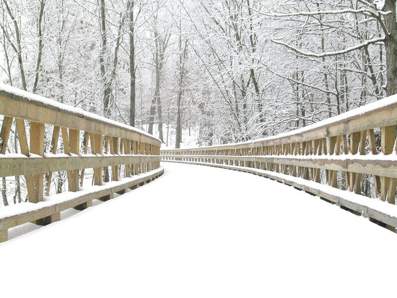 Snow-covered Wooden Bridge