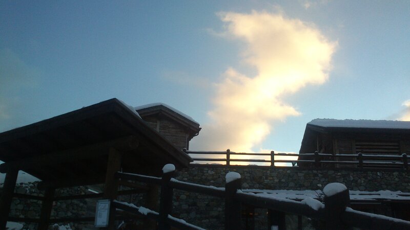 Snow-covered Wooden Buildings