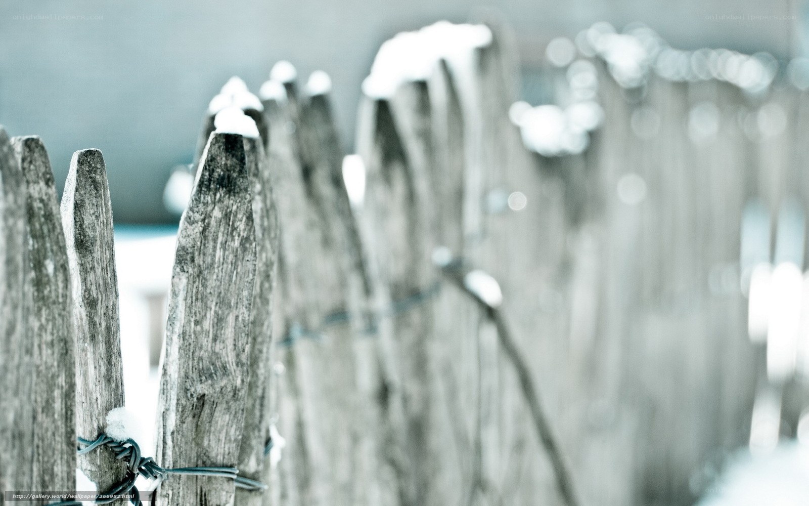 snow-covered wooden fence