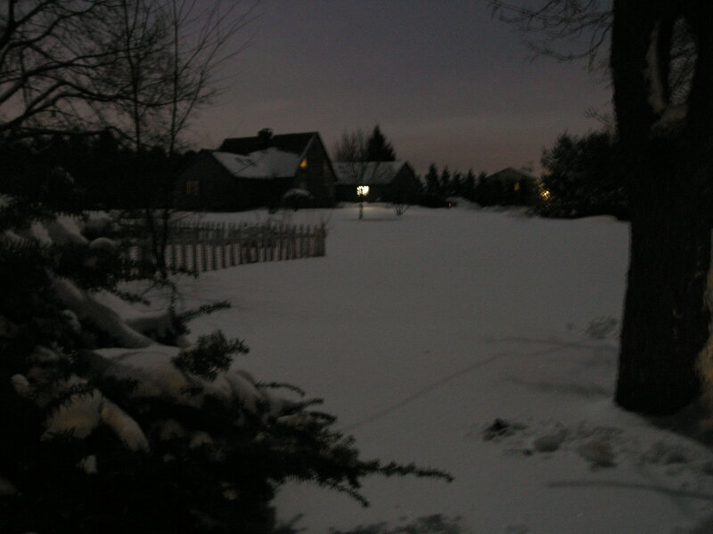 Snow-covered Yard at Dusk