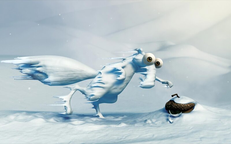 Snow Creature Chasing Acorn