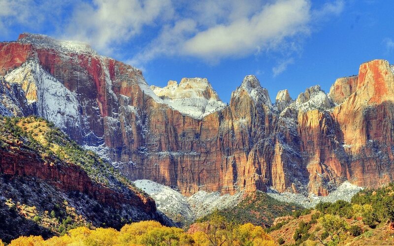 Snow-dusted canyon peaks