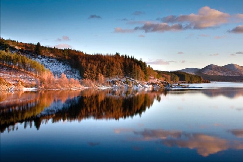 Snow-dusted Forest Lake — Blue
