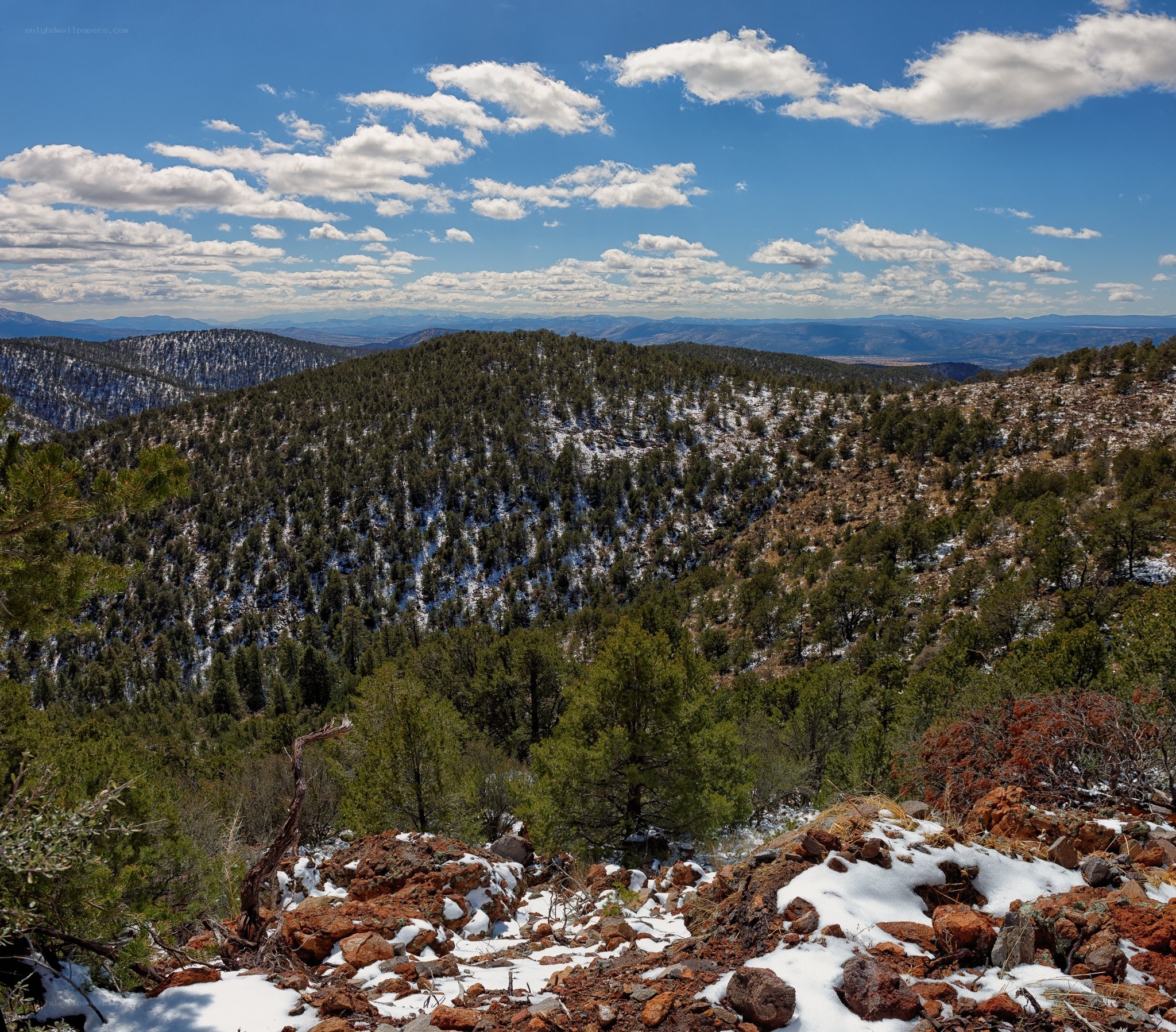 Snow-dusted mountain landscape