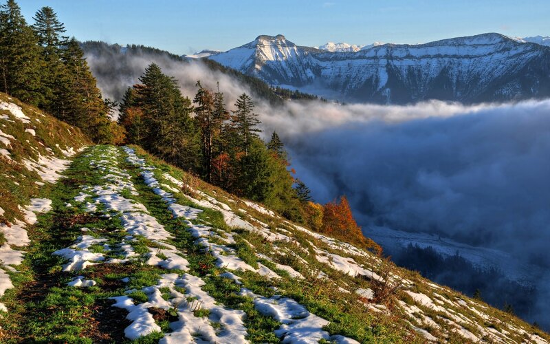 Snow-dusted Mountain Path