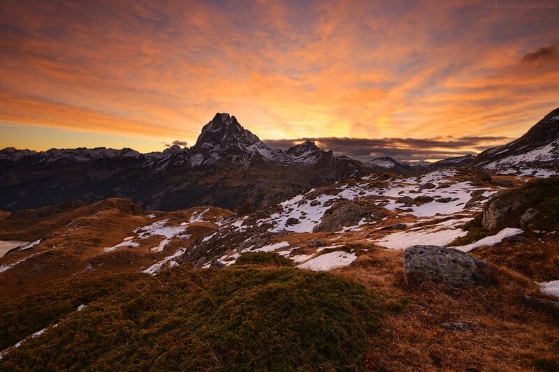 Snow-dusted Mountain Peak — Orange