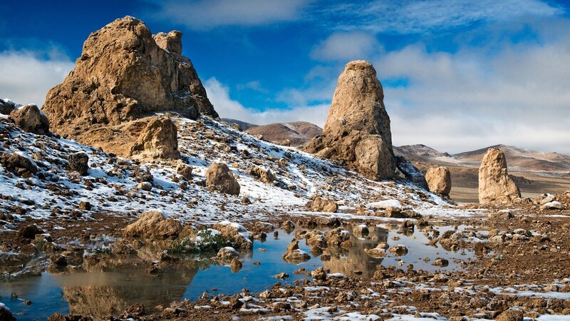 Snow-dusted rock formations