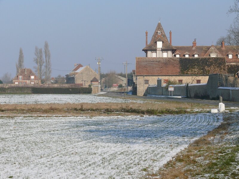 Snow-dusted village in winter