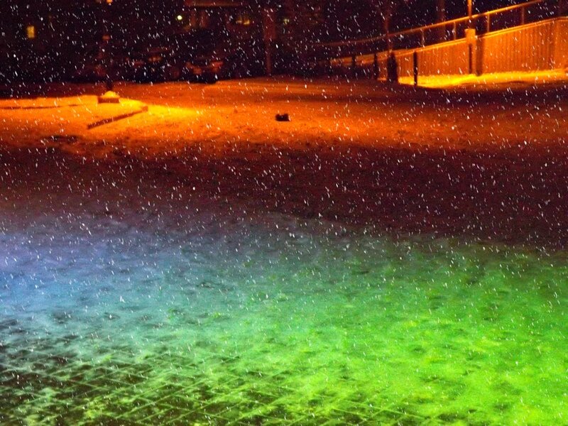 Snow Falling at Night — Green