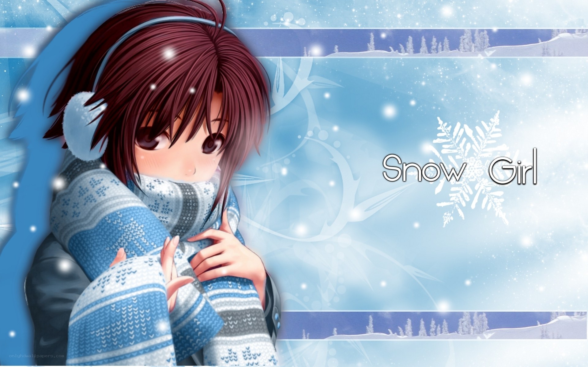 Snow girl winter scene