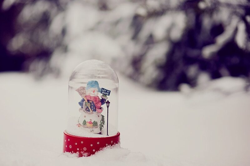 Snow Globe in Snow — White