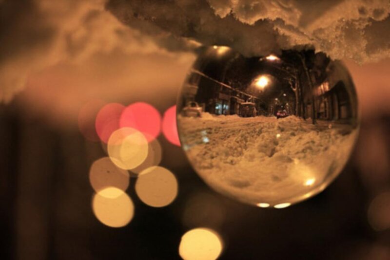 Snow Globe on Snowy Street