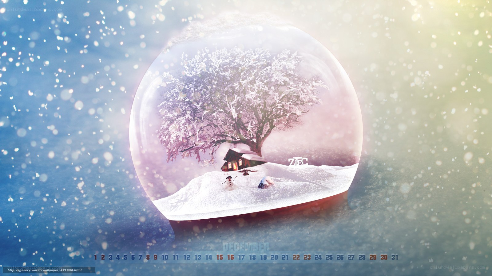Snow globe winter scene