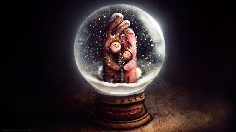 snow globe with bears