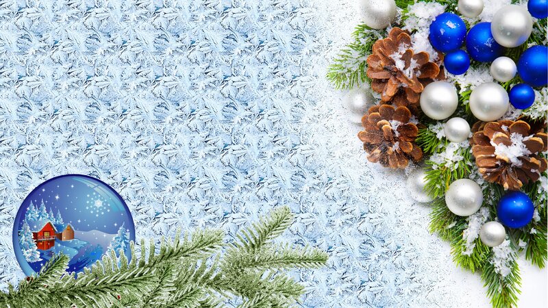 Snow Globe with Cabin — Blue
