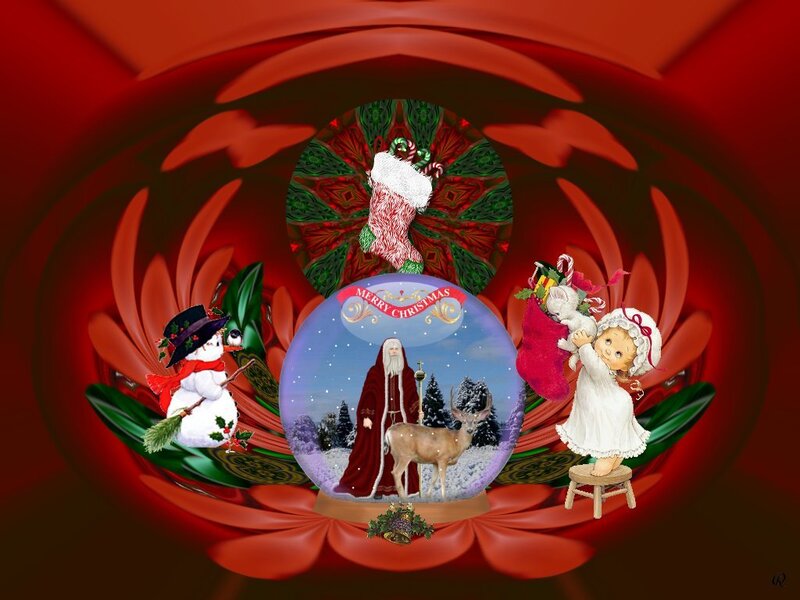 Snow Globe with Christmas Scene — Red