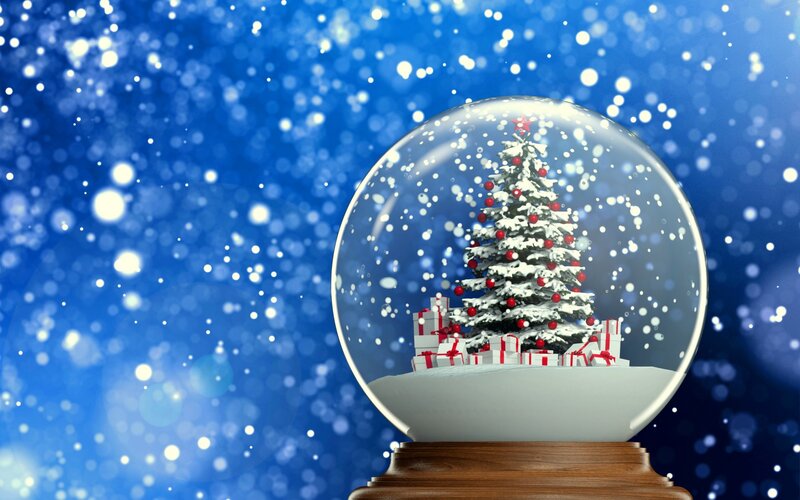 Snow Globe with Christmas Tree — Blue, Festive
