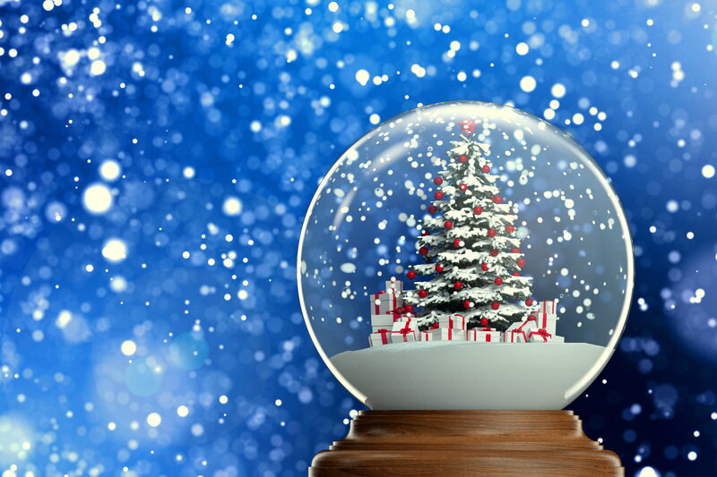 Snow Globe with Christmas Tree — Blue