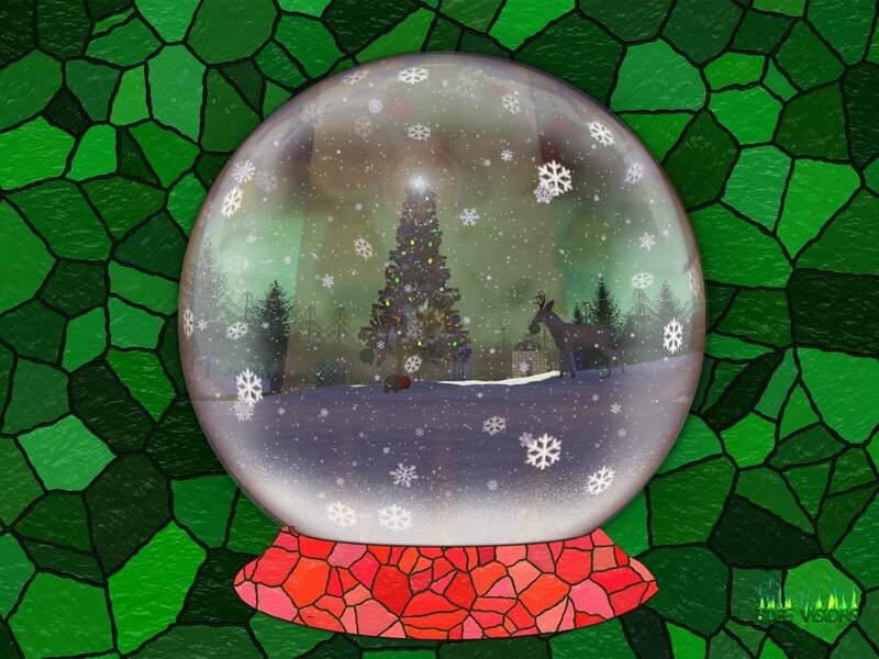 Snow Globe with Deer — Green