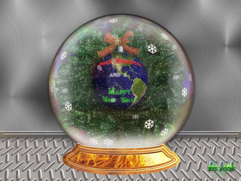 Snow Globe with Earth — Green, Festive