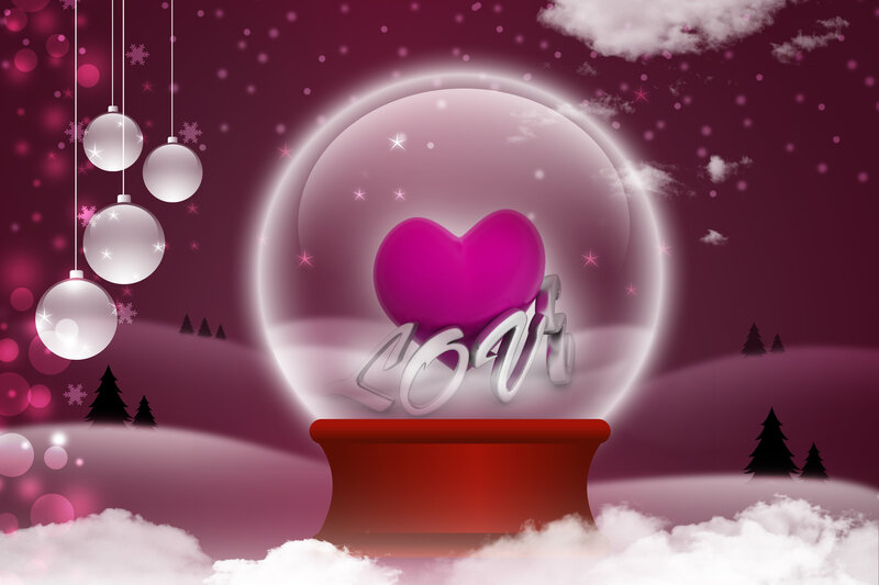 Snow Globe with Heart — Purple