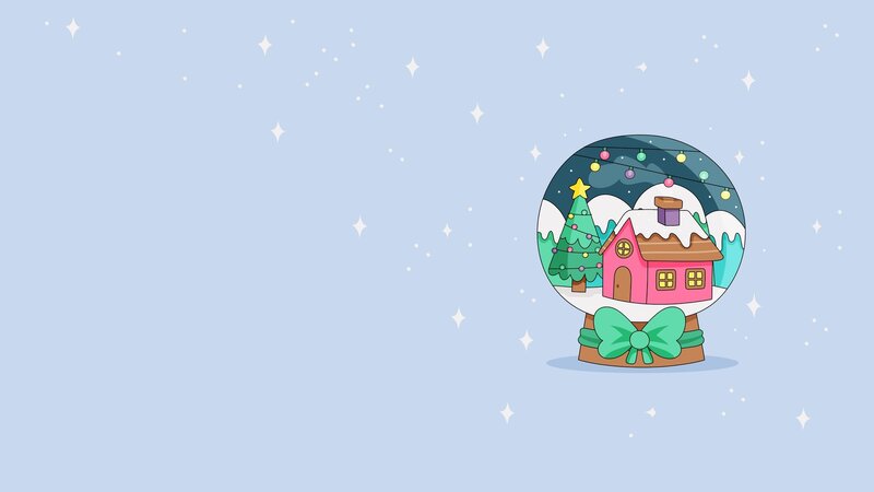 Snow Globe with House — Blue, Festive, Winter