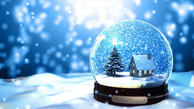 Snow Globe with House — Blue, Serene