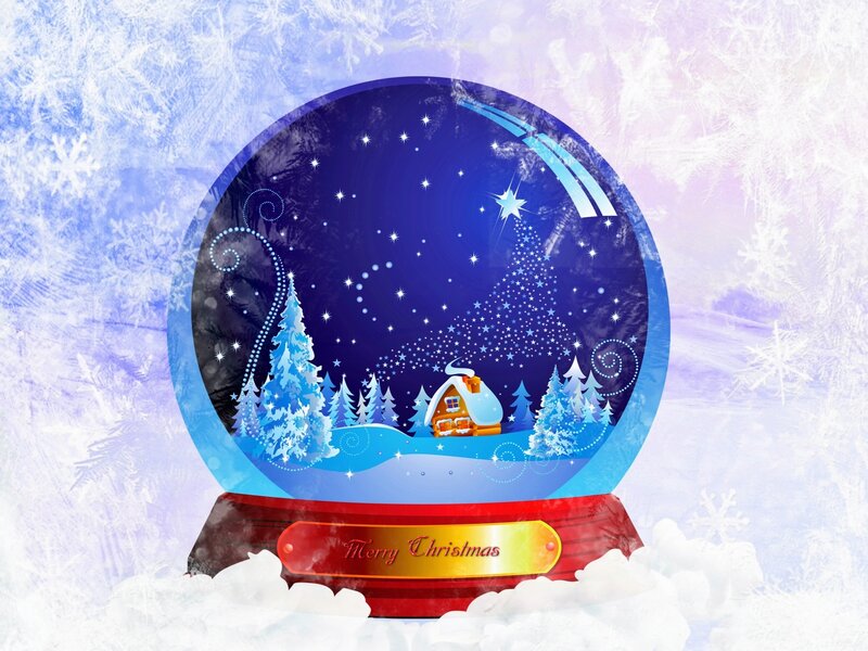 Snow Globe with House — Blue