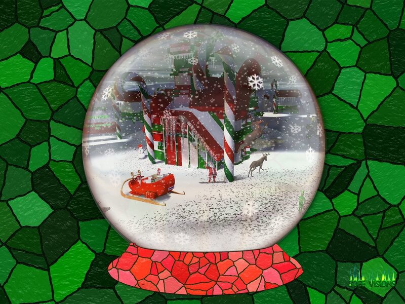 Snow Globe with Santa Scene — Green
