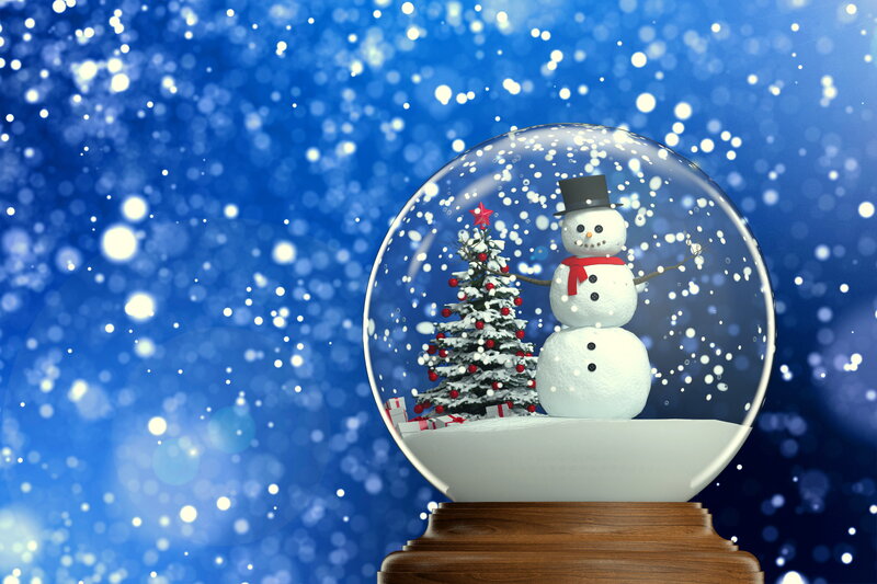 Snow Globe with Snowman — Blue, Festive, Winter, 3d Render