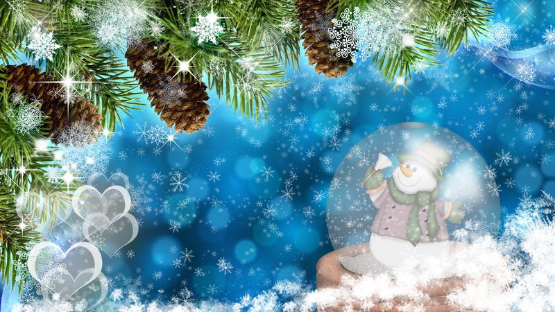 Snow Globe with Snowman — Blue