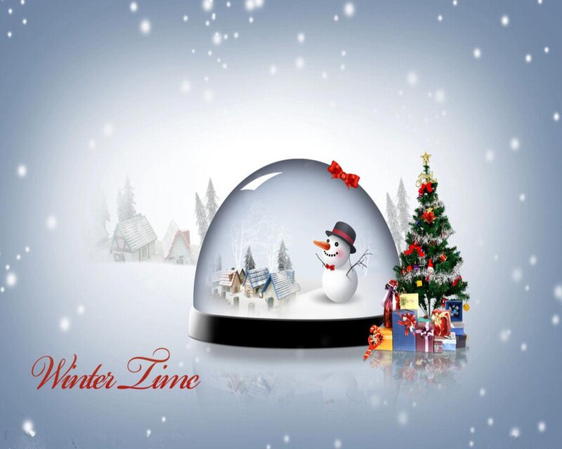 Snow Globe with Snowman — White, Festive, Winter, Digital Art